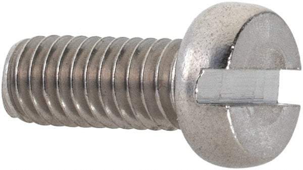 Value Collection - M4x0.70 Metric Coarse, 10mm Length Under Head Slotted Drive Machine Screw - Fillister Head, Grade 18-8 & A2 Stainless Steel, Uncoated, Without Washer - Americas Industrial Supply