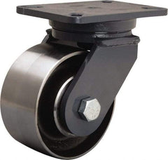 Hamilton - 6" Diam x 3" Wide x 8" OAH Top Plate Mount Swivel Caster - Forged Steel, 3,500 Lb Capacity, Precision Ball Bearing, 5-1/4 x 7-1/4" Plate - Americas Industrial Supply