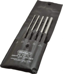 General - 5 Piece, 1/8 to 3/8", Pin Punch Set - Comes in Vinyl Case - Americas Industrial Supply