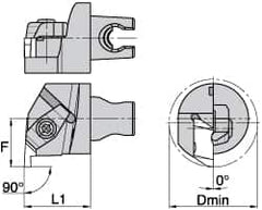 Kennametal - Insert Style NG 3R, 30mm Head Length, Left Hand Cut, Internal Modular Threading Cutting Unit Head - System Size KM3225, 22mm Center to Cutting Edge, Series Top Notch - Americas Industrial Supply