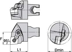 Kennametal - Left Hand Cut, Size KM3225, CN.. Insert Compatiblity, Internal Modular Turning & Profiling Cutting Unit Head - 22mm Ctr to Cutting Edge, 30mm Head Length, Through Coolant, Series Kenloc - Americas Industrial Supply