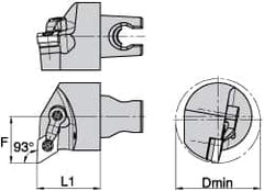 Kennametal - Left Hand Cut, Size KM3225, DN.. Insert Compatiblity, Internal Modular Turning & Profiling Cutting Unit Head - 22mm Ctr to Cutting Edge, 30mm Head Length, Through Coolant, Series Kenloc - Americas Industrial Supply