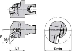 Kennametal - Right Hand Cut, Size KM3225, VN.. Insert Compatiblity, Internal Modular Turning & Profiling Cutting Unit Head - 27mm Ctr to Cutting Edge, 30mm Head Length, Through Coolant, Series Kenloc - Americas Industrial Supply