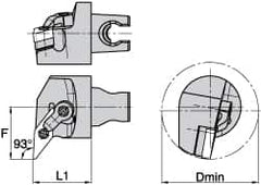 Kennametal - Right Hand Cut, Size KM3225, VN.. Insert Compatiblity, Internal Modular Turning & Profiling Cutting Unit Head - 27mm Ctr to Cutting Edge, 30mm Head Length, Through Coolant, Series Kenloc - Americas Industrial Supply