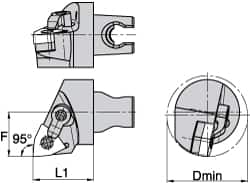 Kennametal - Right Hand Cut, Size KM3225, WN.. Insert Compatiblity, Internal Modular Turning & Profiling Cutting Unit Head - 22mm Ctr to Cutting Edge, 30mm Head Length, Through Coolant, Series Kenloc - Americas Industrial Supply