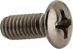 Value Collection - M4x0.70 Metric Coarse, 10mm OAL Phillips Drive Machine Screw - Oval Head, Grade 18-8 & A2 Stainless Steel, Uncoated, Without Washer - Americas Industrial Supply