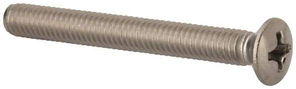 Value Collection - M4x0.70 Metric Coarse, 35mm OAL Phillips Drive Machine Screw - Oval Head, Grade 18-8 & A2 Stainless Steel, Uncoated, Without Washer - Americas Industrial Supply