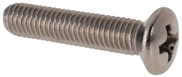 Value Collection - M5x0.80 Metric Coarse, 25mm OAL Phillips Drive Machine Screw - Oval Head, Grade 18-8 & A2 Stainless Steel, Uncoated, Without Washer - Americas Industrial Supply