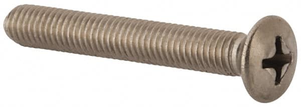 Value Collection - M5x0.80 Metric Coarse, 35mm OAL Phillips Drive Machine Screw - Oval Head, Grade 18-8 & A2 Stainless Steel, Uncoated, Without Washer - Americas Industrial Supply