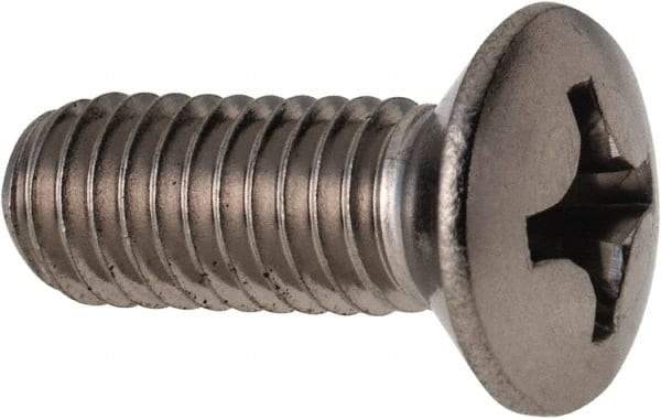 Value Collection - M6x1.00 Metric Coarse, 16mm OAL Phillips Drive Machine Screw - Oval Head, Grade 18-8 & A2 Stainless Steel, Uncoated, Without Washer - Americas Industrial Supply