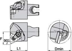 Kennametal - Insert Style LT 16NL, 30mm Head Length, Left Hand Cut, Internal Modular Threading Cutting Unit Head - System Size KM3225, 22mm Center to Cutting Edge, Series LT Threading - Americas Industrial Supply