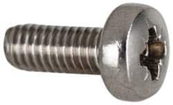Value Collection - M5x0.80 Metric Coarse, 12mm Length Under Head Pozidriv Drive Machine Screw - Pan Head, Grade 18-8 & A2 Stainless Steel, Uncoated, Without Washer - Americas Industrial Supply
