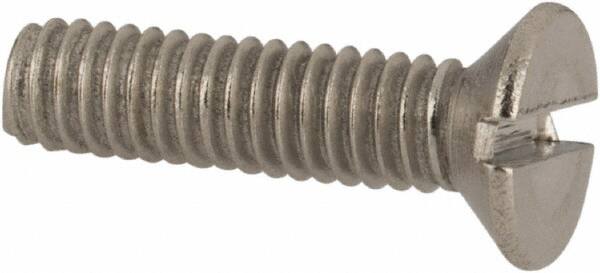 Value Collection - M2.5x0.45 Metric Coarse, 10mm OAL Slotted Drive Machine Screw - Flat Head, Grade 316 & A4 Stainless Steel, Uncoated, Without Washer - Americas Industrial Supply