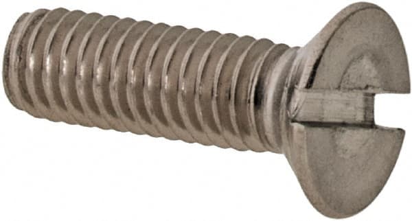 Value Collection - M3x0.50 Metric Coarse, 10mm OAL Slotted Drive Machine Screw - Flat Head, Grade 316 & A4 Stainless Steel, Uncoated, Without Washer - Americas Industrial Supply