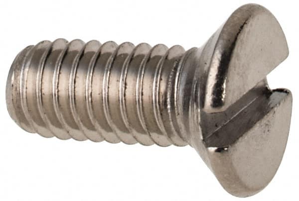 Value Collection - M4x0.70 Metric Coarse, 10mm OAL Slotted Drive Machine Screw - Flat Head, Grade 316 & A4 Stainless Steel, Uncoated, Without Washer - Americas Industrial Supply