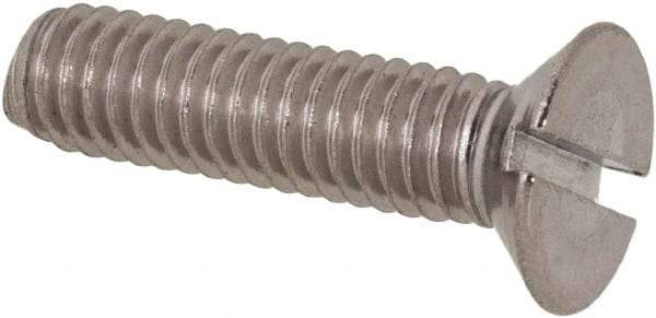 Value Collection - M4x0.70 Metric Coarse, 16mm OAL Slotted Drive Machine Screw - Flat Head, Grade 316 & A4 Stainless Steel, Uncoated, Without Washer - Americas Industrial Supply
