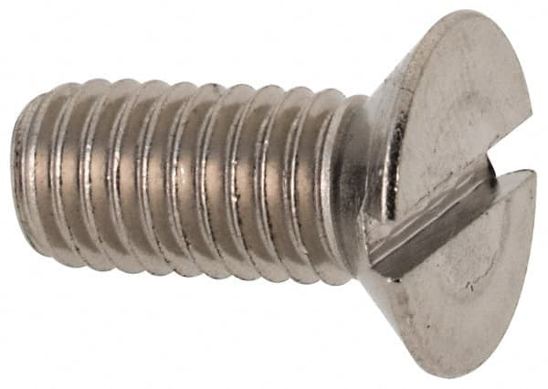 Value Collection - M5x0.80 Metric Coarse, 12mm OAL Slotted Drive Machine Screw - Flat Head, Grade 316 & A4 Stainless Steel, Uncoated, Without Washer - Americas Industrial Supply