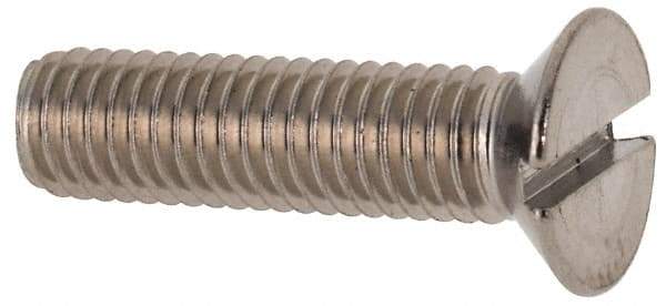 Value Collection - M5x0.80 Metric Coarse, 20mm OAL Slotted Drive Machine Screw - Flat Head, Grade 316 & A4 Stainless Steel, Uncoated, Without Washer - Americas Industrial Supply