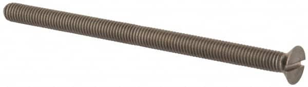 Value Collection - M5x0.80 Metric Coarse, 80mm OAL Slotted Drive Machine Screw - Flat Head, Grade 316 & A4 Stainless Steel, Uncoated, Without Washer - Americas Industrial Supply