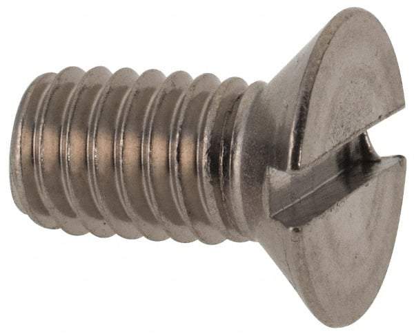 Value Collection - M6x1.00 Metric Coarse, 12mm OAL Slotted Drive Machine Screw - Flat Head, Grade 316 & A4 Stainless Steel, Uncoated, Without Washer - Americas Industrial Supply