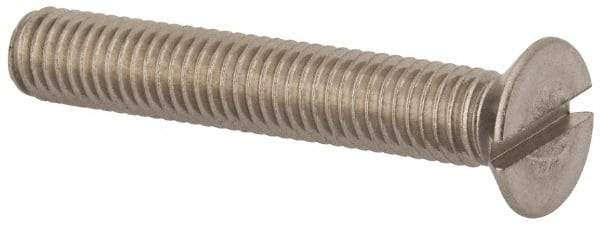 Value Collection - M8x1.25 Metric Coarse, 50mm OAL Slotted Drive Machine Screw - Flat Head, Grade 316 & A4 Stainless Steel, Uncoated, Without Washer - Americas Industrial Supply