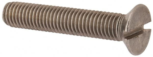 Value Collection - M10x1.50 Metric Coarse, 55mm OAL Slotted Drive Machine Screw - Flat Head, Grade 316 & A4 Stainless Steel, Uncoated, Without Washer - Americas Industrial Supply