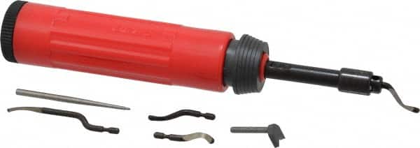 Shaviv - 8 Piece High Speed Steel Blade Hand Deburring Tool Set - B12 Blades, For Flat Surface, Hole Edge, Straight Edge - Americas Industrial Supply