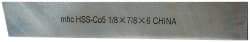 Interstate - 1/8 Inch Wide x 7/8 Inch High x 6 Inch Long, Parallel Cutoff Blade - M35 Grade, Bright Finish - Exact Industrial Supply