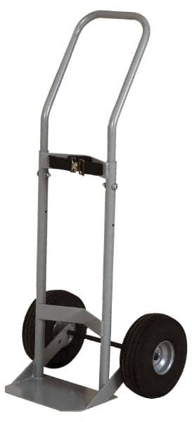 Made in USA - 47" OAH Cylinder Hand Truck - Swept Back Handle, Steel, Full Pneumatic Wheels - Americas Industrial Supply