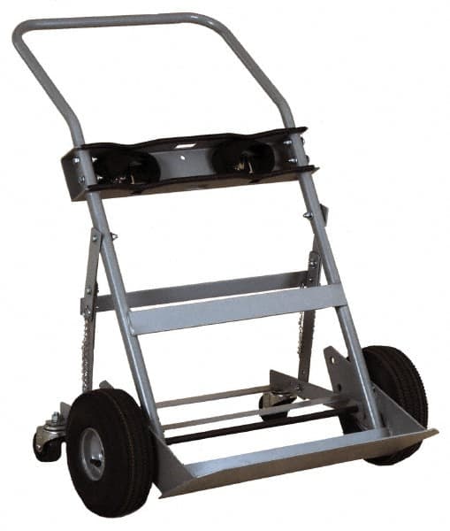 Made in USA - 47" OAH Cylinder Hand Truck - Swept Back Handle, Steel, Full Pneumatic Wheels - Americas Industrial Supply