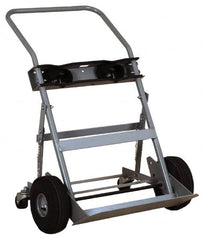 Made in USA - 47" OAH Cylinder Hand Truck - Swept Back Handle, Steel, Full Pneumatic Wheels - Americas Industrial Supply