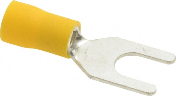 Ideal - 1/4" Stud, 12 to 10 AWG Compatible, Partially Insulated, Crimp Connection, Standard Fork Terminal - Americas Industrial Supply