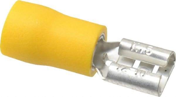 Ideal - 12 to 10 AWG, Vinyl, Fully Insulated, Female Wire Disconnect - 1/4 Inch Wide Tab, Yellow, cUL Listed, RoHS Compliant, UL Listed - Americas Industrial Supply