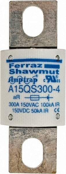 Ferraz Shawmut - 150 VAC/VDC, 300 Amp, Fast-Acting Semiconductor/High Speed Fuse - Bolt-on Mount, 2-21/32" OAL, 100 at AC, 50 at DC kA Rating, 1-1/8" Diam - Americas Industrial Supply