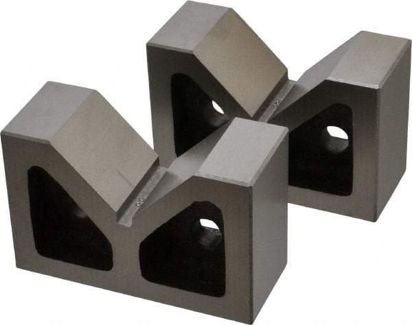 SPI - 2-3/16" Max Capacity, 90° Angle, Cast Iron V-Block - 4" Long x 1-9/16" Wide x 2-9/16" High, Sold as Matched Pair - Americas Industrial Supply