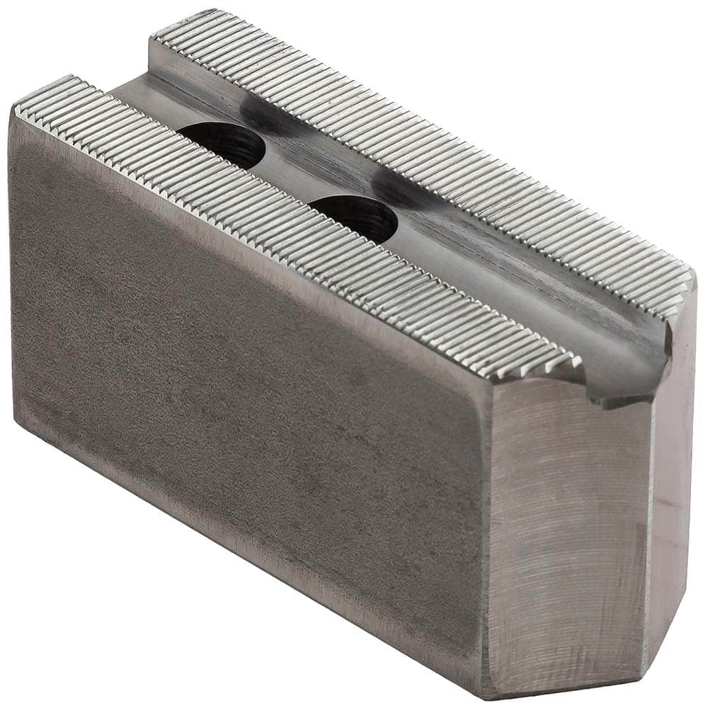 Dillon Manufacturing - Soft Lathe Chuck Jaws; Jaw Type: Square ; Material: Steel ; Jaw Interface Type: 1.5mm x 60 Serrated ; Maximum Compatible Chuck Diameter (Inch): 8 ; Minimum Compatible Chuck Diameter (Inch): 0 ; Overall Height (Inch): 4 - Exact Industrial Supply