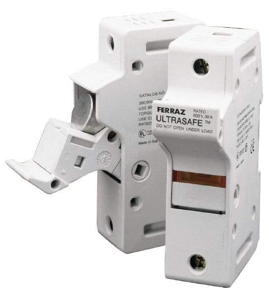 Ferraz Shawmut - 1 Pole, 600 VAC/VDC, 60 Amp, DIN Rail Mount Fuse Holder - Compatible with J Class, 58mm Long x 3.84 Inch Wide and 22mm Diameter Fuse - Americas Industrial Supply