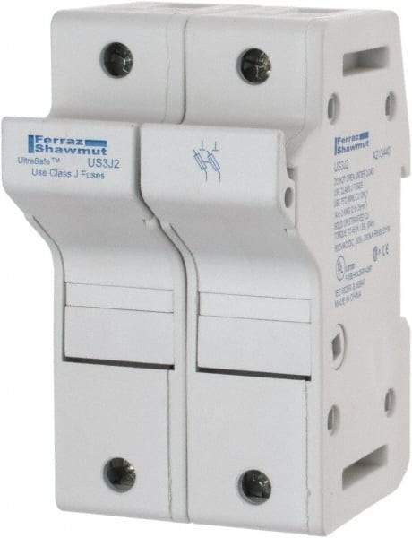 Ferraz Shawmut - 2 Pole, 600 VAC/VDC, 30 Amp, DIN Rail Mount Fuse Holder - Compatible with J Class, 58mm Long x 2.56 Inch Wide and 22mm Diameter Fuse - Americas Industrial Supply