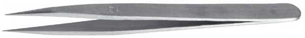 Value Collection - 3-1/2" OAL 0C-SS Precision Tweezers - Short, Flat Tip - Americas Industrial Supply