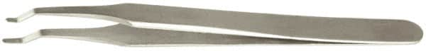 Value Collection - 4-3/4" OAL 2AD-SS Precision Tweezers - Rounded Flat Tip, Thin Tapered Edge - Americas Industrial Supply