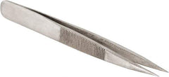 Value Collection - 4-3/8" OAL AC-SS Precision Tweezers - Heavy Tip with Serrated Shank - Americas Industrial Supply