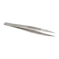 Value Collection - 4-3/4" OAL OOD-SS Precision Tweezers - Very Strong with Serrated Body, Heavy Tip - Americas Industrial Supply