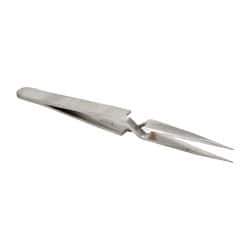 Value Collection - 4-1/2" OAL N0 Reverse Action Tweezers - Flat Tip - Americas Industrial Supply