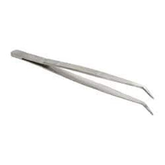 Value Collection - 6-1/4" OAL Stainless Steel Assembly Tweezers - Long Bent Point, Serrated Body/Tip - Americas Industrial Supply