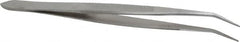 Value Collection - 4-11/32" OAL Assembly Tweezers - Short Bent Point, Serrated Body/Edge - Americas Industrial Supply