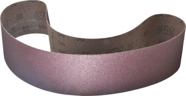 3M - 4" Wide x 54" OAL, 50 Grit, Aluminum Oxide Abrasive Belt - Aluminum Oxide, Coarse, Coated, X Weighted Cloth Backing, Series 341D - Americas Industrial Supply