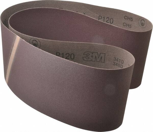 3M - 6" Wide x 60" OAL, 120 Grit, Aluminum Oxide Abrasive Belt - Aluminum Oxide, Fine, Coated, X Weighted Cloth Backing, Series 341D - Americas Industrial Supply