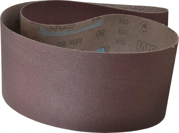 3M - 6" Wide x 60" OAL, 80 Grit, Aluminum Oxide Abrasive Belt - Aluminum Oxide, Medium, Coated, X Weighted Cloth Backing, Series 341D - Americas Industrial Supply