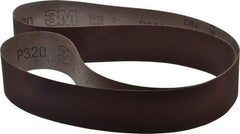 3M - 2" Wide x 60" OAL, 320 Grit, Aluminum Oxide Abrasive Belt - Aluminum Oxide, Extra Fine, Coated, X Weighted Cloth Backing, Series 341D - Americas Industrial Supply