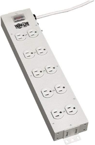 Tripp-Lite - 10 Outlets, 120 VAC15 Amps, 15' Cord, Power Outlet Strip - Keyhole, Tab Mount, 5-15 NEMA Configuration, 17-1/2" Strip - Americas Industrial Supply